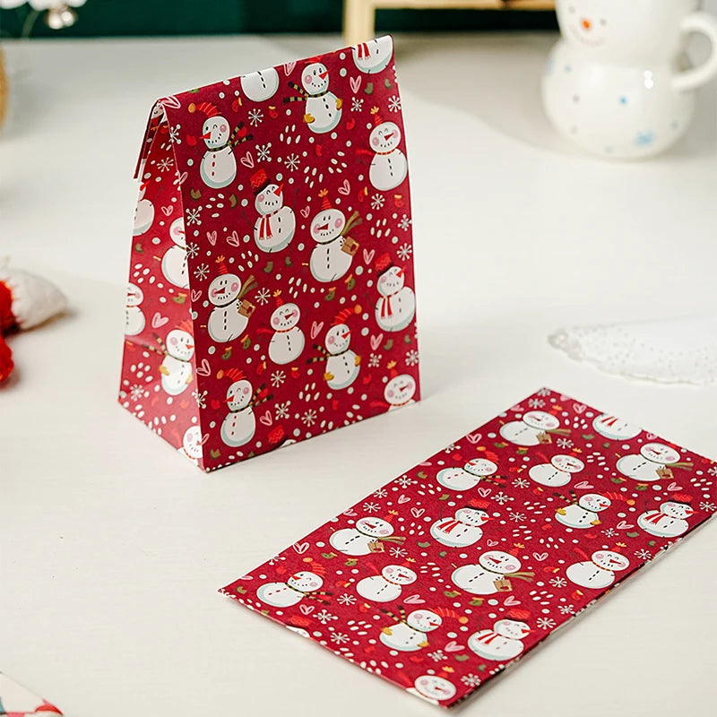 5/10pcs Kraft Paper Christmas Cookie Candy Bag Biscuit Snack Packaging Bag Christmas Party Decorations Navidad New Year 2025