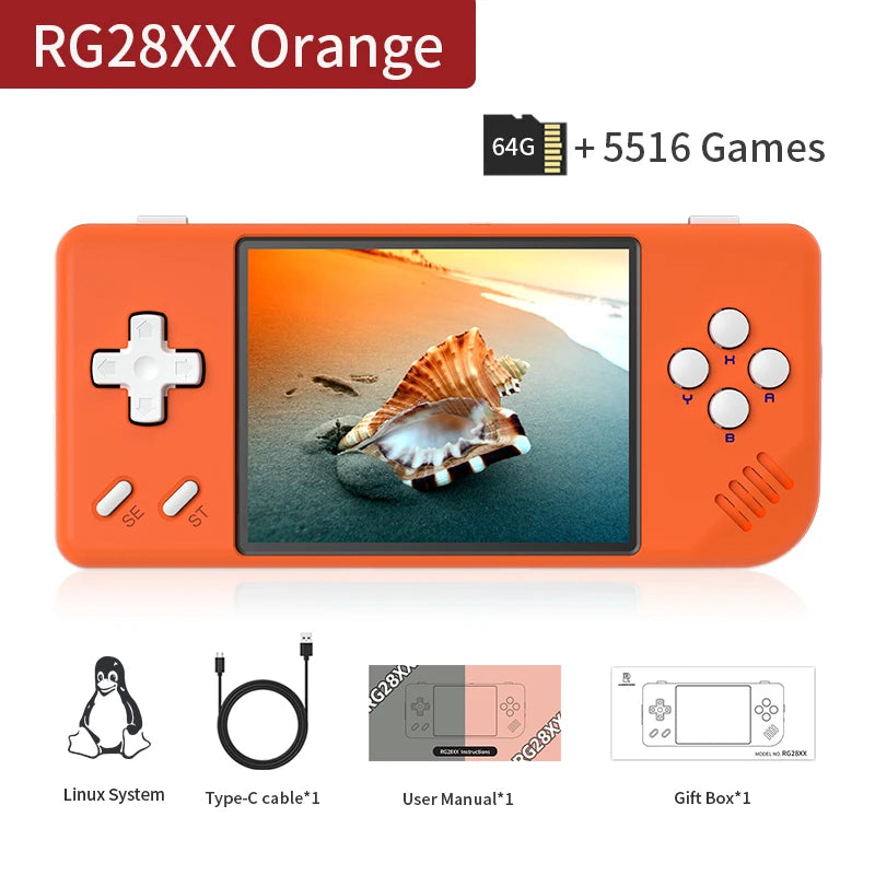 ANBERNIC RG28XX Handheld Game Console 2.83" IPS Screen Linux Retro Video Gaming Console 3100mAh Battery 5000 Games Support H-DMI
