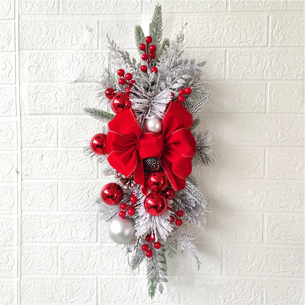 45CM Christmas Wreath Pendant without/with Light Atmosphere Decorative Garland Home Door Window Stairs Decoration Party Supplies