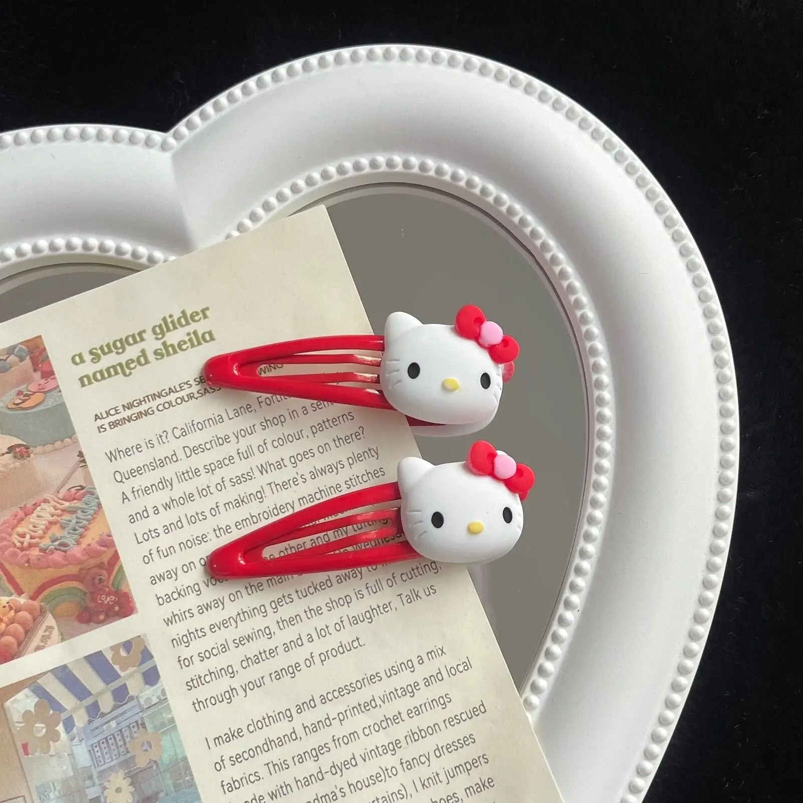 2PCS Sanrio Girl Hair Clip Kawaii Hello Kitty Cartoon BB Hair Clip Girl Hairs Accessories Headwear Bangs Clip Bow HairClips Gift