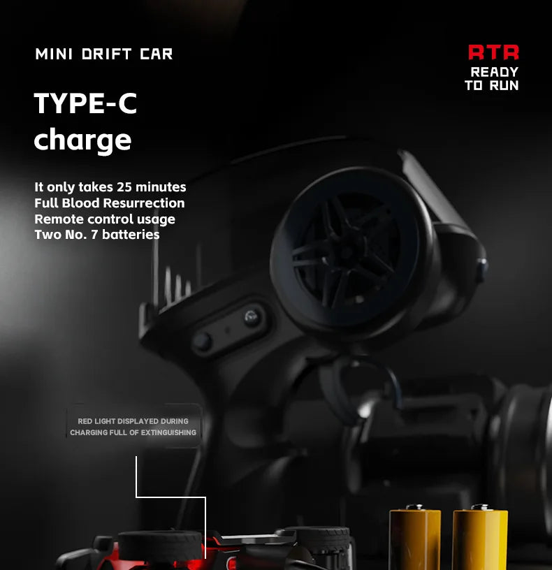 1:64 Desktop RC Drift Car 2.4G High-Speed Racing Car Four-Wheel Mini Desktop Remote Control Car Electric Toy for game party gift