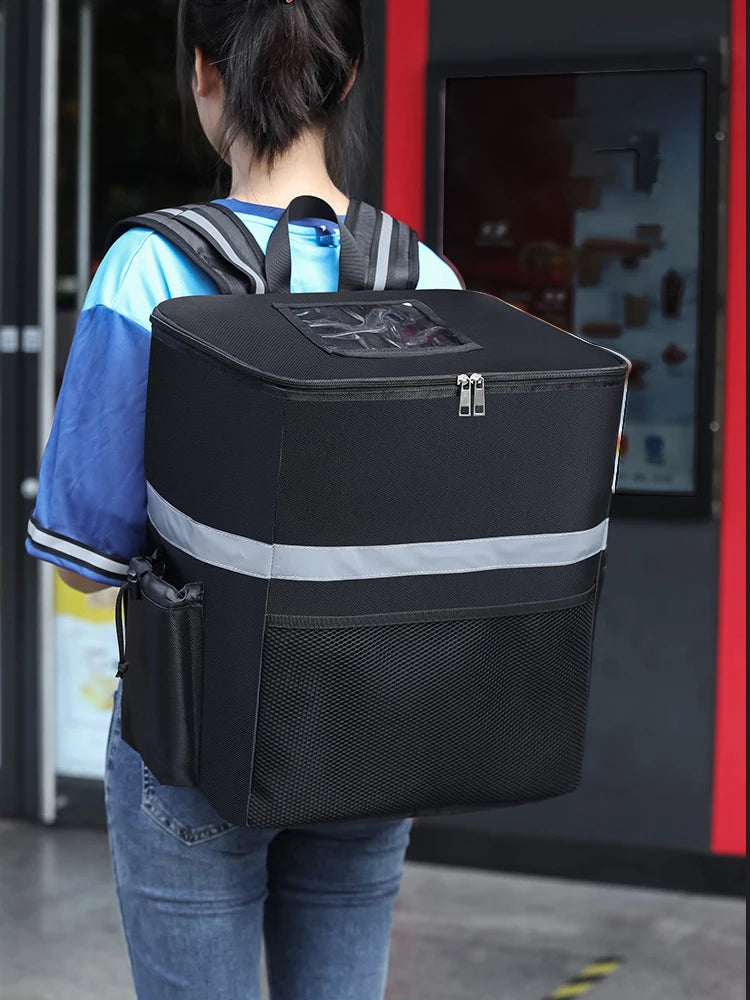 Insulated Delivery Backpack - Thermal Food Delivery Bag for Riders, 30L Large Capacity Takeout & Grocery Backpack