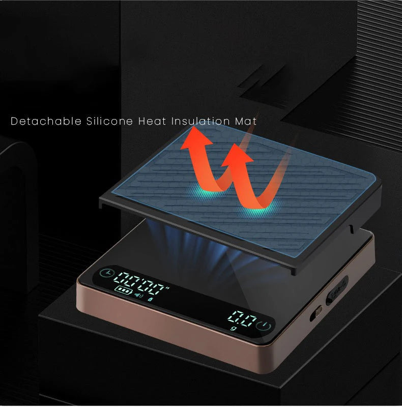 Rechargeable High Precision Coffee Scale Flow Rate Monitoring Mini Electronic Weighing Scale for Espresso Outdoor & Kitchen Use