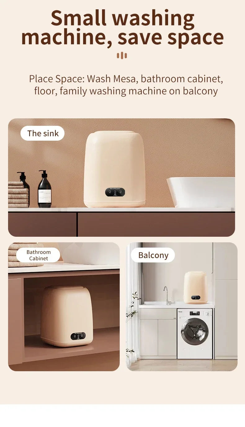 Mini Fully Automatic Portable Washing Machine with Spin Dryer 220V for Underwear Children Clothes