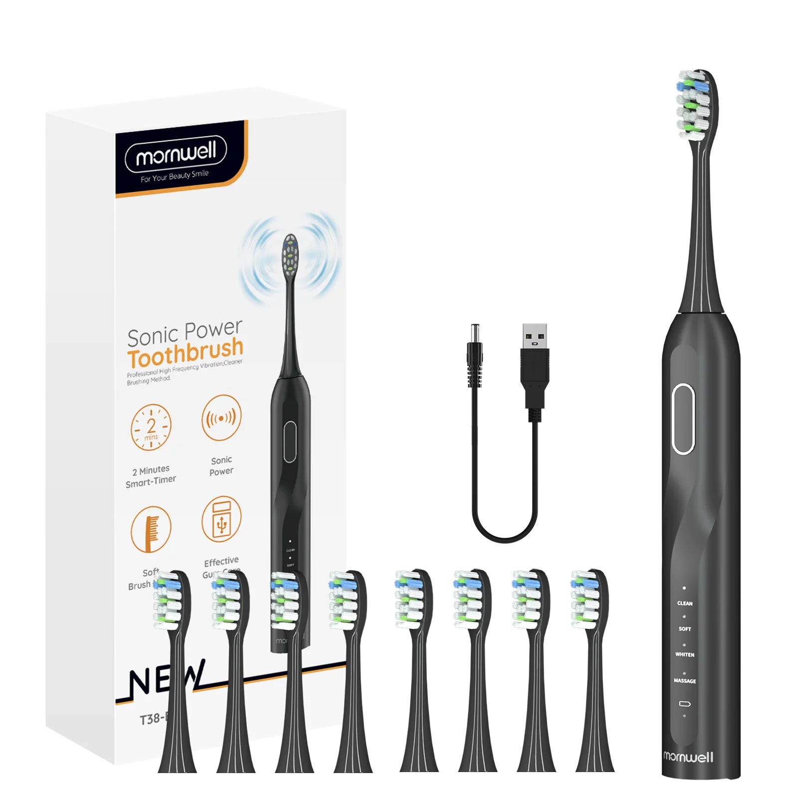 Electric Toothbrush 8 Brush Heads Sonic Electric Toothbrush with 40000VPM Deep Clean 4 Modes Rechargeable for Adults
