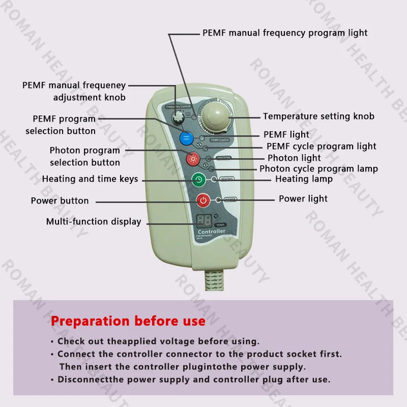 150×50cm Far Infrared PEMF Magnetic Therapy Bio-Crystal Mat Chakra Energy Photon Massage Cushion with Heating Long Wave Tech