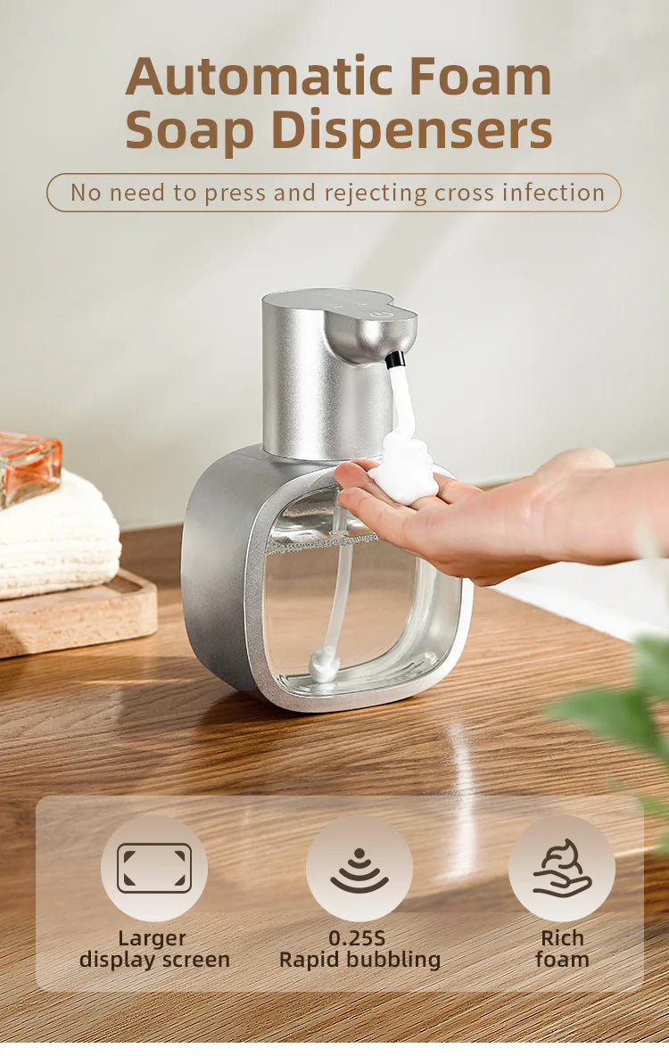 New Wall Mounted Automatic Soap Dispenser Foam Smart Hand Washing Machine 500ml Liquid Rechargeable Bathroom Induction Sensor