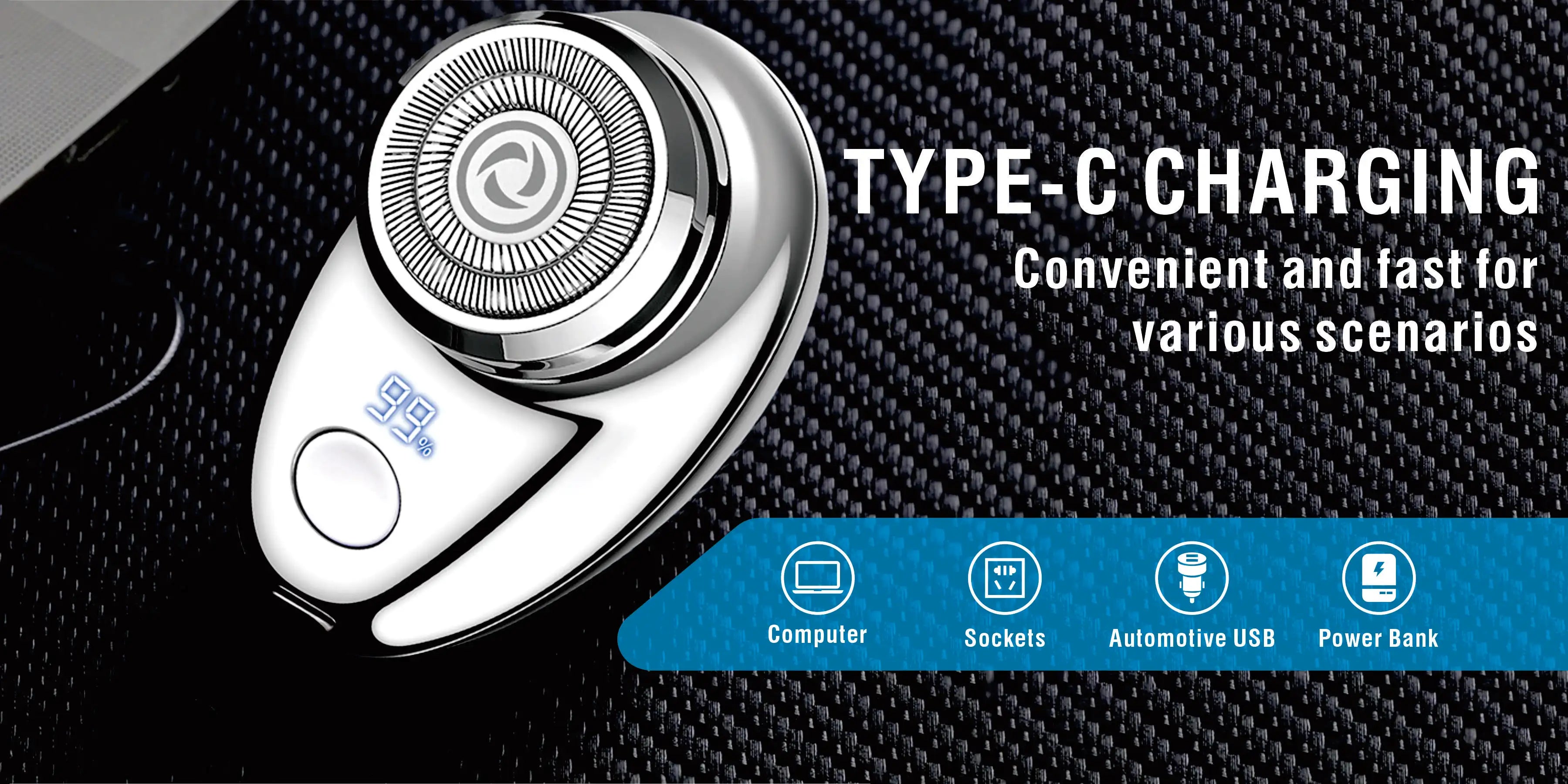 Mini electric shaver, portable powerful storm shaver, USB charging, intelligent battery display, lightweight shaver