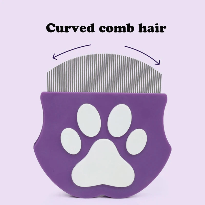 Pet Grooming Comb - Flea Comb for Cats & Dogs, Curved Design for Face & Body, Mini Detangling Brush for Pets