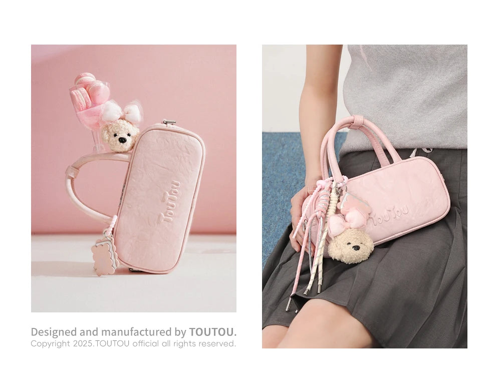 TOUTOU Boston Bowling Bag Imitation Plant Tanning Autumn Shoulder Handheld Crossbody Mini Purse for Women Teacher Christmas Gift