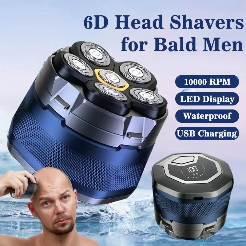 Tinsol Titanium Electric Head Shaver for Bald Men 6D Magnetic Razor Hair Trimmer Rechargeable LED Waterproof Face Hair Cutting