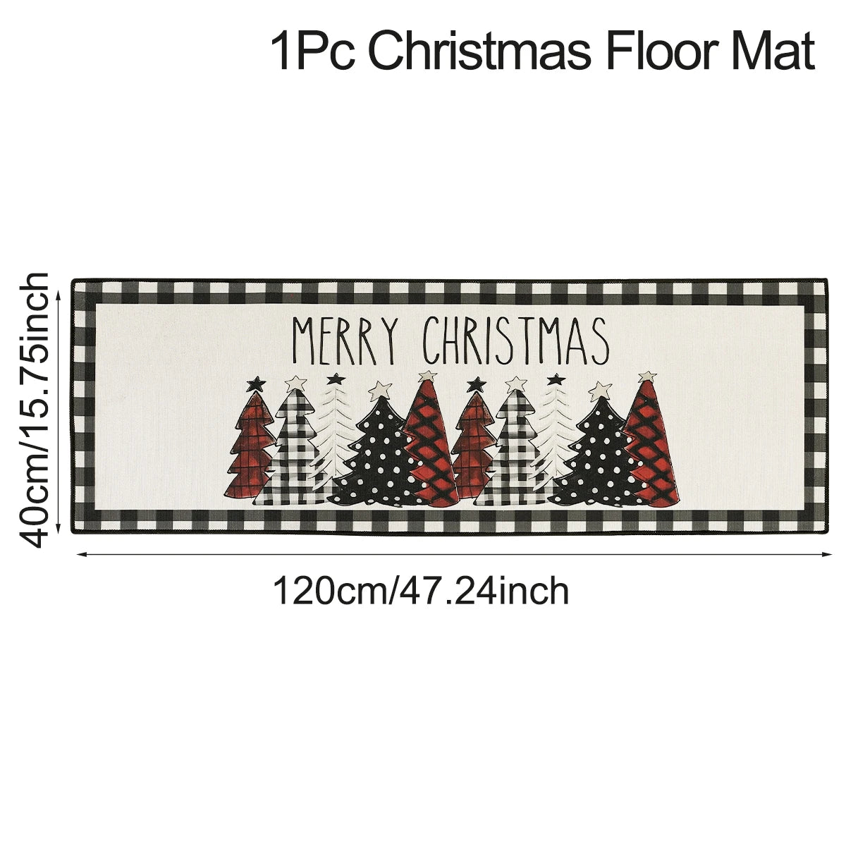 Christmas Kitchen Floor Mats, Plaid Pattern Kitchen Runner Rug for Kitchen Decoration Home 2024 Navidad Noel Gifts New Year 2025
