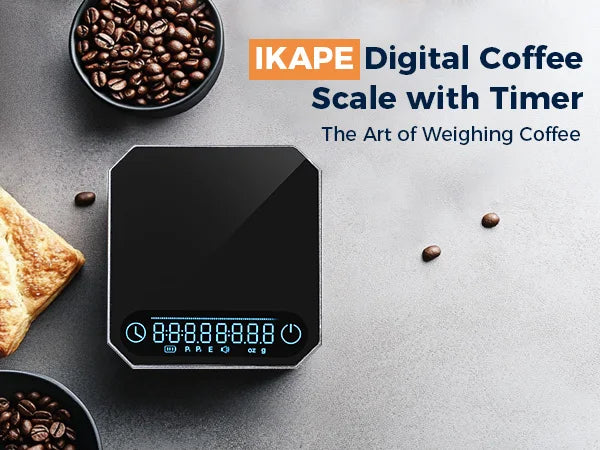 IKAPE Rechargeable Mini Coffee Scale with Timer Portable Mirror Scale 2kg/0.1g Accurate Scale For Espresso&Pour-Over Coffee