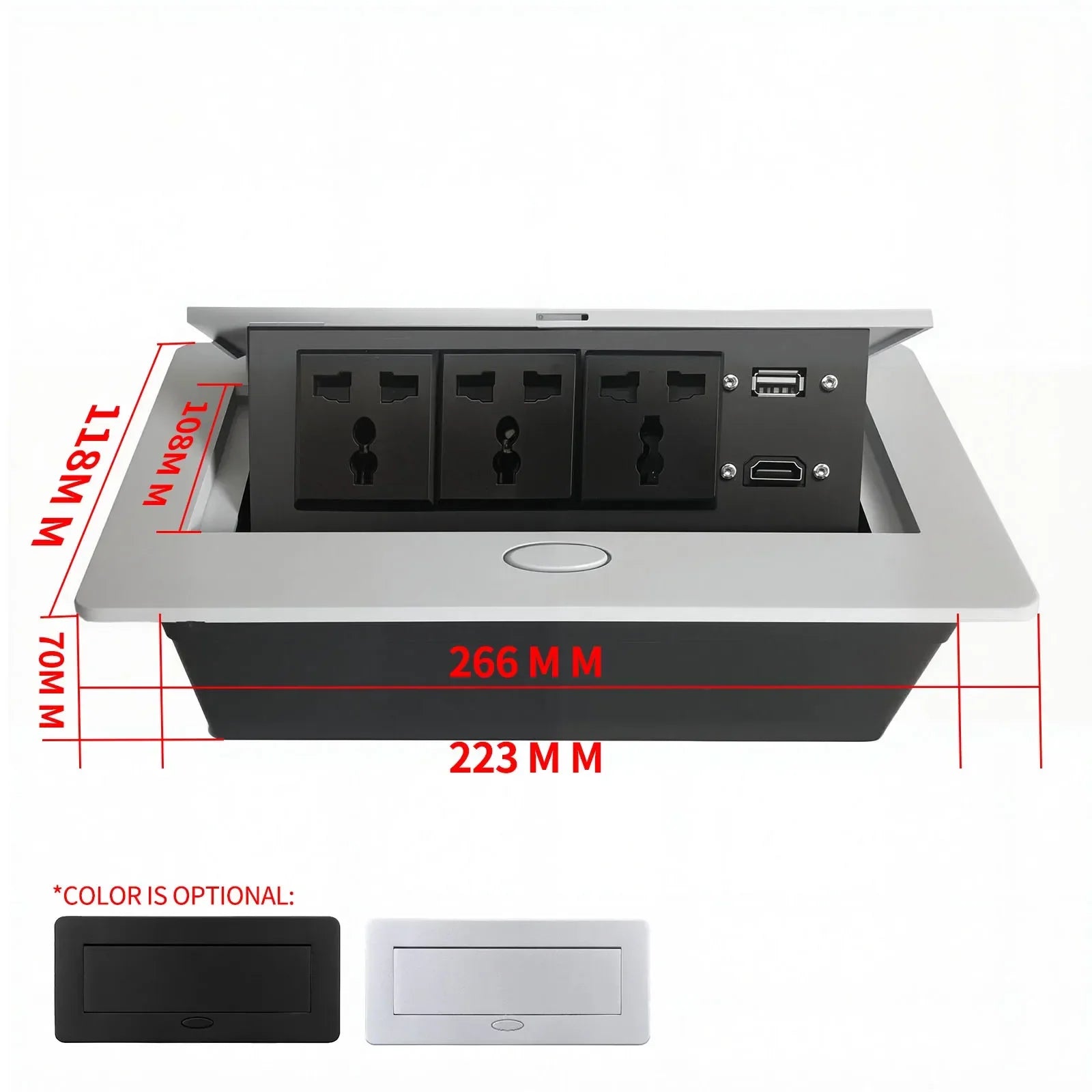 Multifunctional EU US American Pop-Up Socket Metal Panel Desktop Socket Meeting Charge Station for Laptop Phone