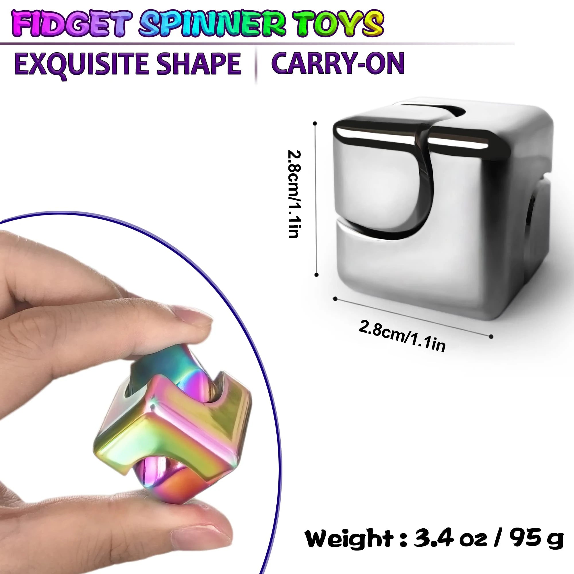 Alloy Cube Spinner Fingertip Gyroscope Fidget Anti Stress Toys Adult Office Home Travel Portable Stress Relief Toys Xmas Gifts