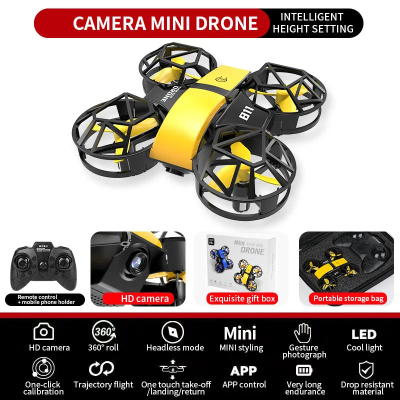 Dowellin D12 Drone Mini Remote Control Aircraft New Children's Toy HD Dual Camera Fixed Height RC Quadcopter Starter Gifts