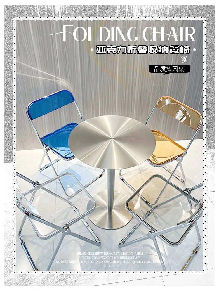 Simple Modern Industrial Style Cafe Stainless Steel Small Round Table Outdoor Leisure Round Iron Table Metal Dining Table