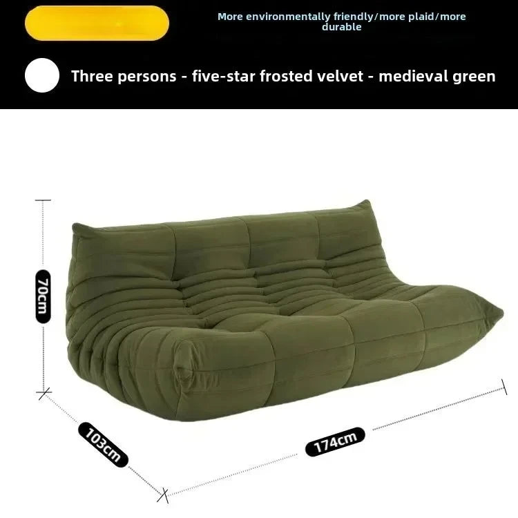 Fashion Freehand Space Original First Layer Cowhide Three-person Italian Minimalist Togo Caterpillar Lazy Sofa Lazy Sofa