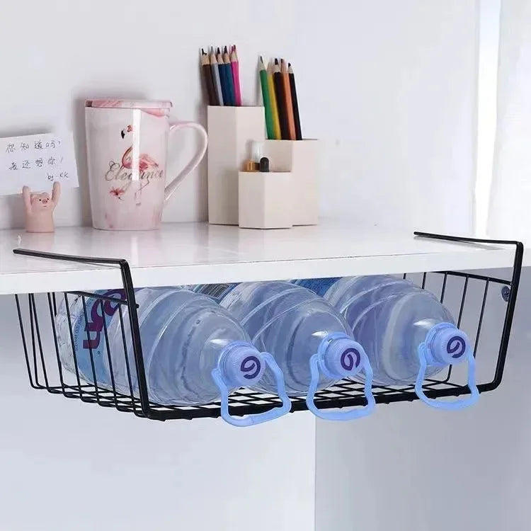 Multi Functional Shelf Desk Cabinet Storage Rack Under Table Hanging Mesh Basket Wardrobe Holders Metal Iron Kitchen Organizer
