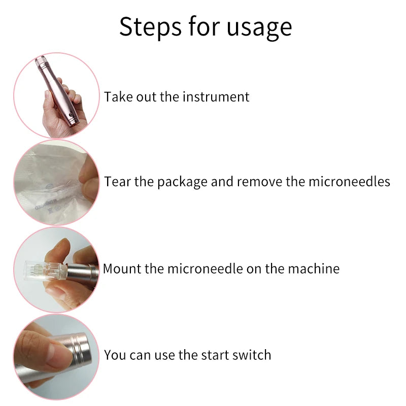 Professional Derma Pen Microneedle Pen With Needles Cartridges Skin Care Device Wireless Microneedling Machine Beauty Tool