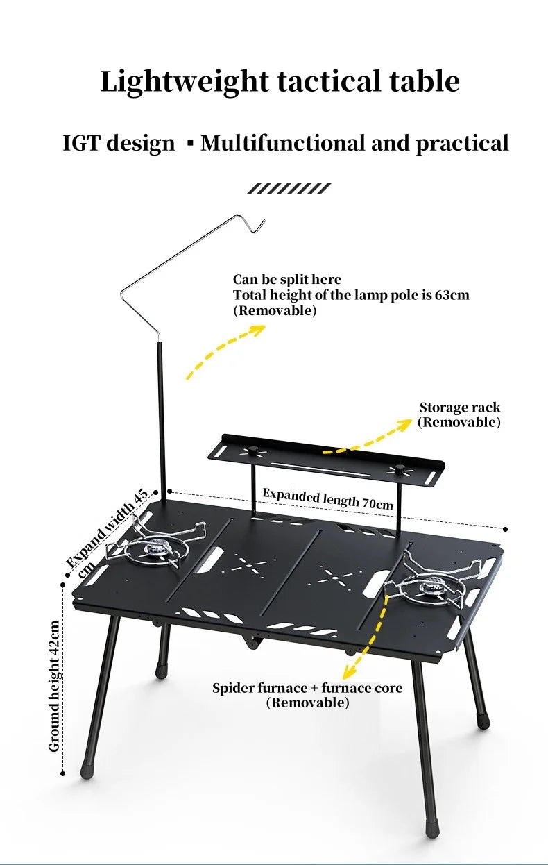 Outdoor Lightweight Folding Table Camping Hiking Travel Fishing Retractable Small Table Military Green Aluminum Alloy RuggedDesk