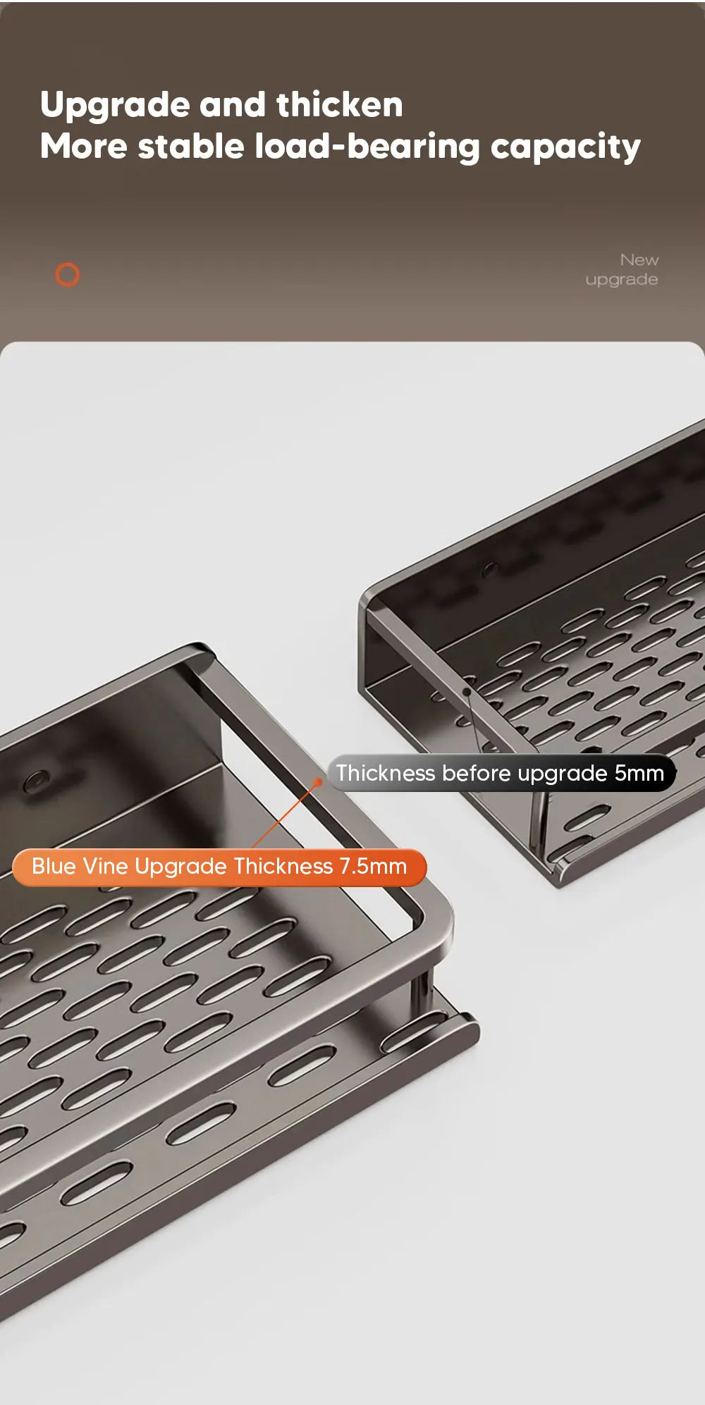 Aluminum Shower Organiser Bathroom Shelf Without Drilling Gray Wall Toilet Storage Shelf Shampoo Holder Bathroom Accessories