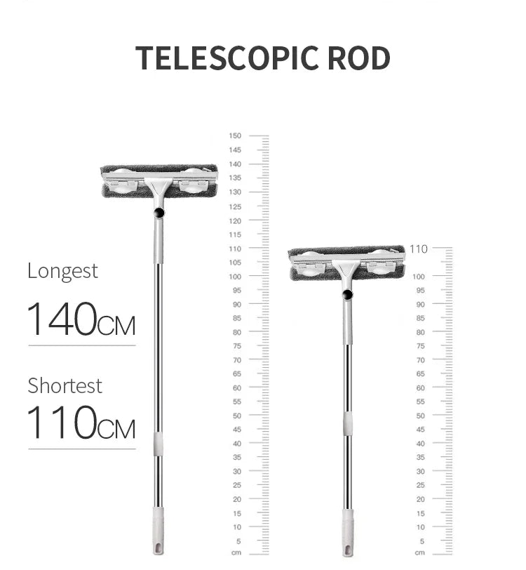 Household Telescopic Window Cleaning Tool with Long Handle Brush Glass Washer Mop for Efficient Indoor Window Cleaner