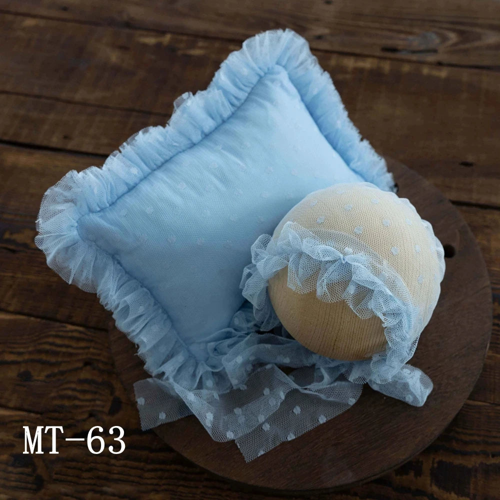 Newborn Photography Props Lace Hat+Pillow 2pcs/Set Baby Posing Props Up Pillows Studio 0-1 Month Infant Photoshoot Accessories