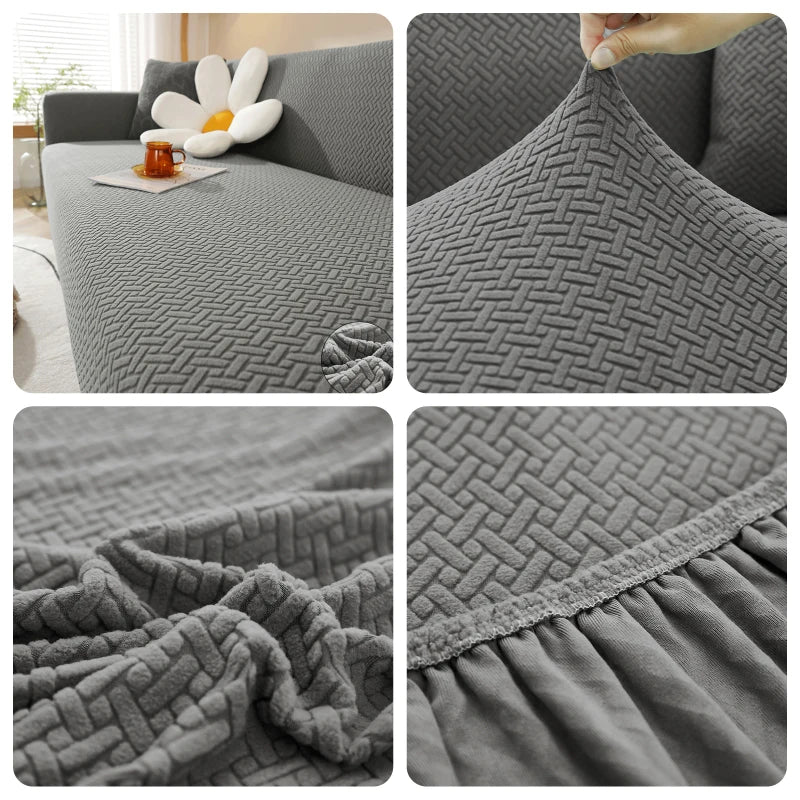Jacquard Elastic Sofa Cover For Living Room Slipcovers Stretch Polar Fleece Armchair Protector L Shaped Sofa 1/2/3/4 Seater Home
