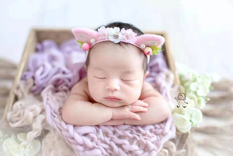 ❤️Newborn Photography Props Accessory Cute Manual Headband Studio Baby Photo Cartoon Ear Headwear Infant Shoot Accessories