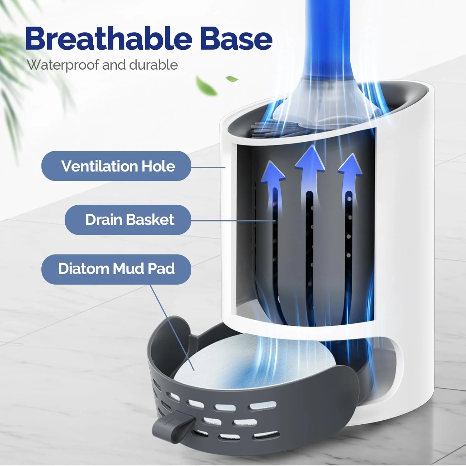 Water Spray Silicone Toilet Brush 40cm Long Handle Refillable Silicone TPR Brush With Wall-Mounted Bathroom Cleaning Accessories