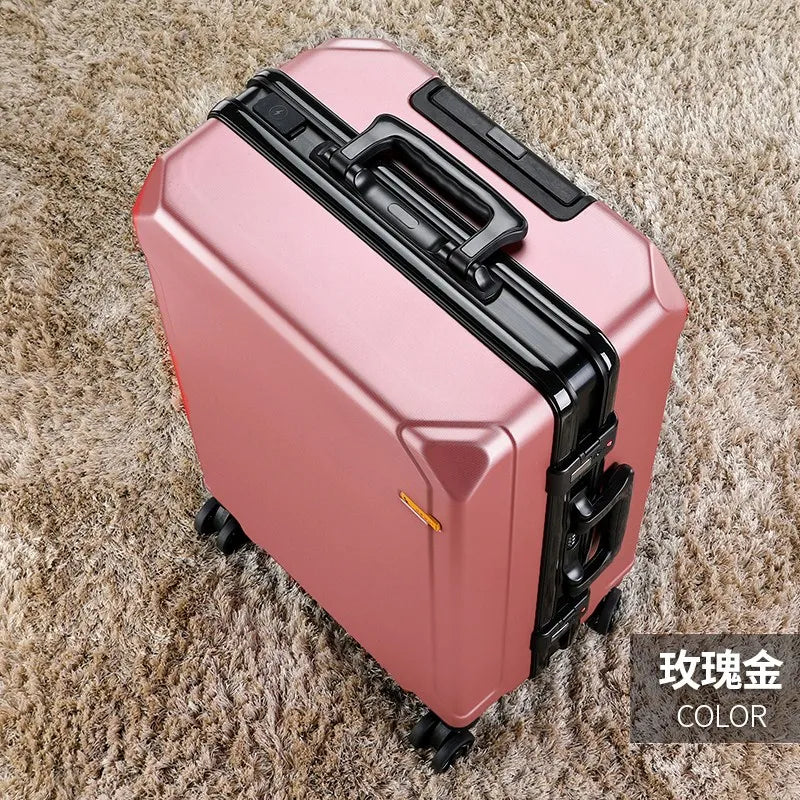 Fashion rolling luggage aluminum frame USB charging trolley suitcase 20/24/26/28 inch students password travel luggage
