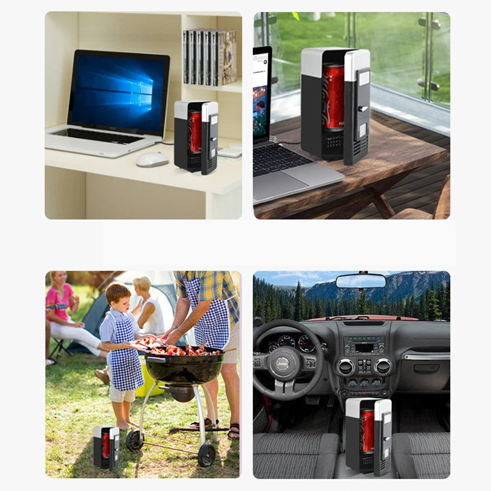 USB Refrigerator Fridge Portable Cooler Mini Beverage Drink Cans Cooler / Warmer for Car Laptop PC Computer Black Red Color 2025
