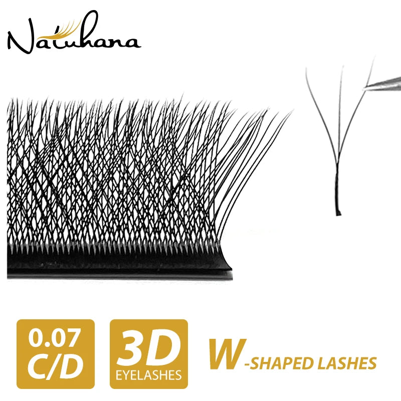 NATUHANA W-Shaped 4D 5D Volume Eyelash Extensions Premade Volume Fans W Shape Lashes Natural Soft False Eyelashes for Makeup