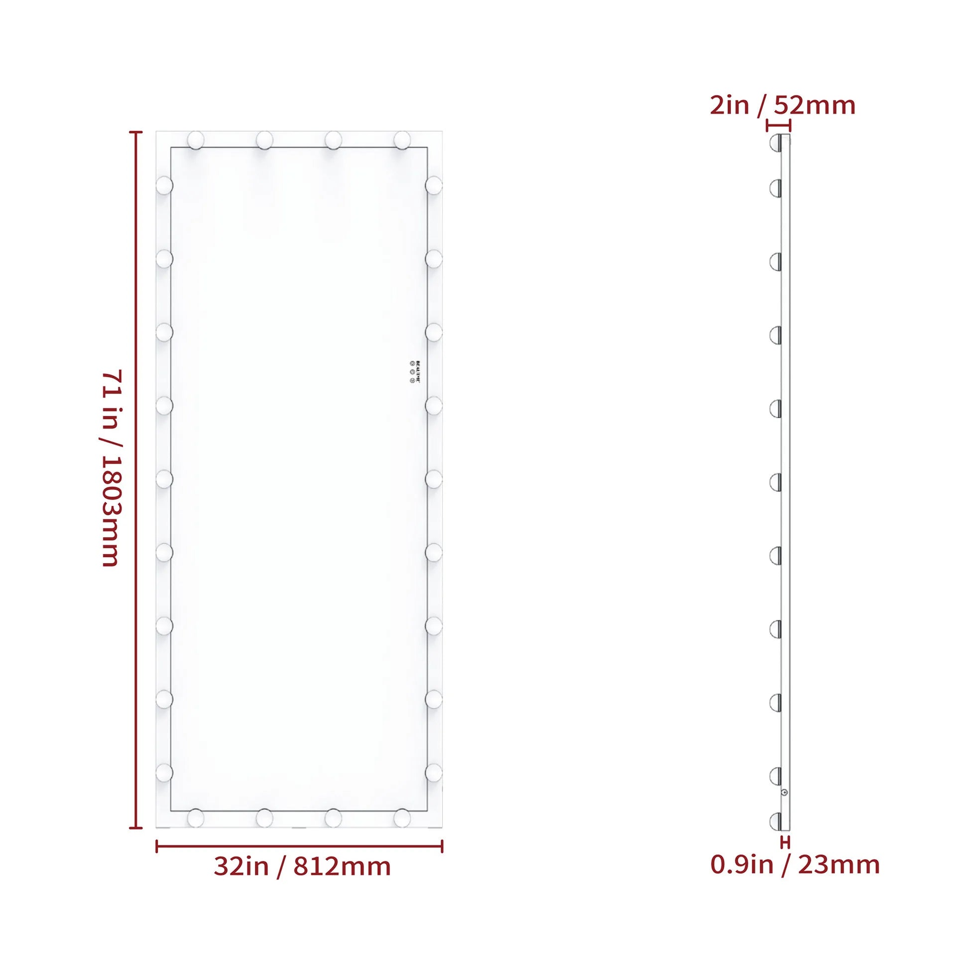 Smart LED full-body mirror with lamp full-length mirror household wall-mounted vertical floor mirror