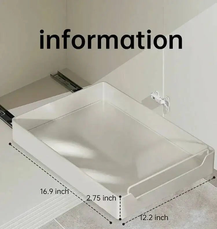 Box With Sliding Rail Pull-Out Cabinet Storage Rack Spice Pantry Shelves Drawer Kitchen Organizer Basket