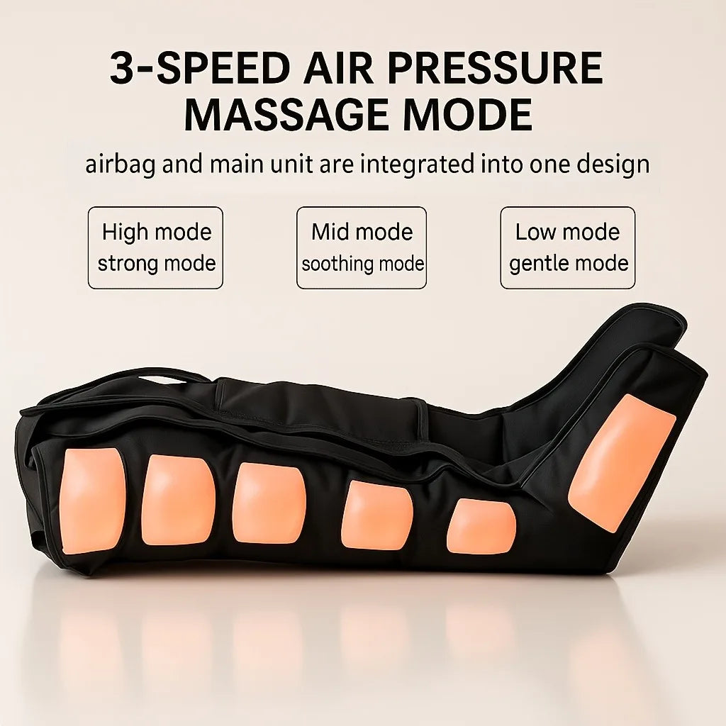 2pcs Professional Air Compression Leg Massager Boots with 6-Airbag Pneumatic, Adjustable Intensity/Speed Modes, Varicose & Muscl