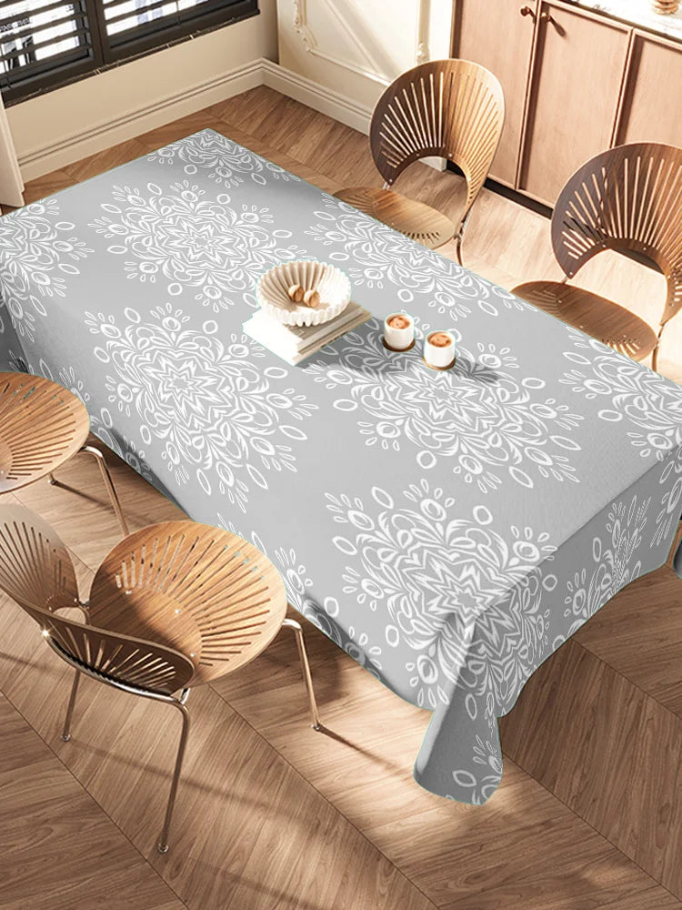 Modern Floral Printed Rectangular Tablecloths for Dining Room Decor Easy Care Polyester Fabric with Multiple Size Options Availa
