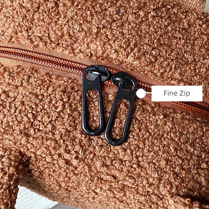 Cute Bear Ear Plush Backpack for Kids Adult Lamb Fleece Shoulder Bag High-capacity Korean Parent-Child Bags Boys Girls Backpacks