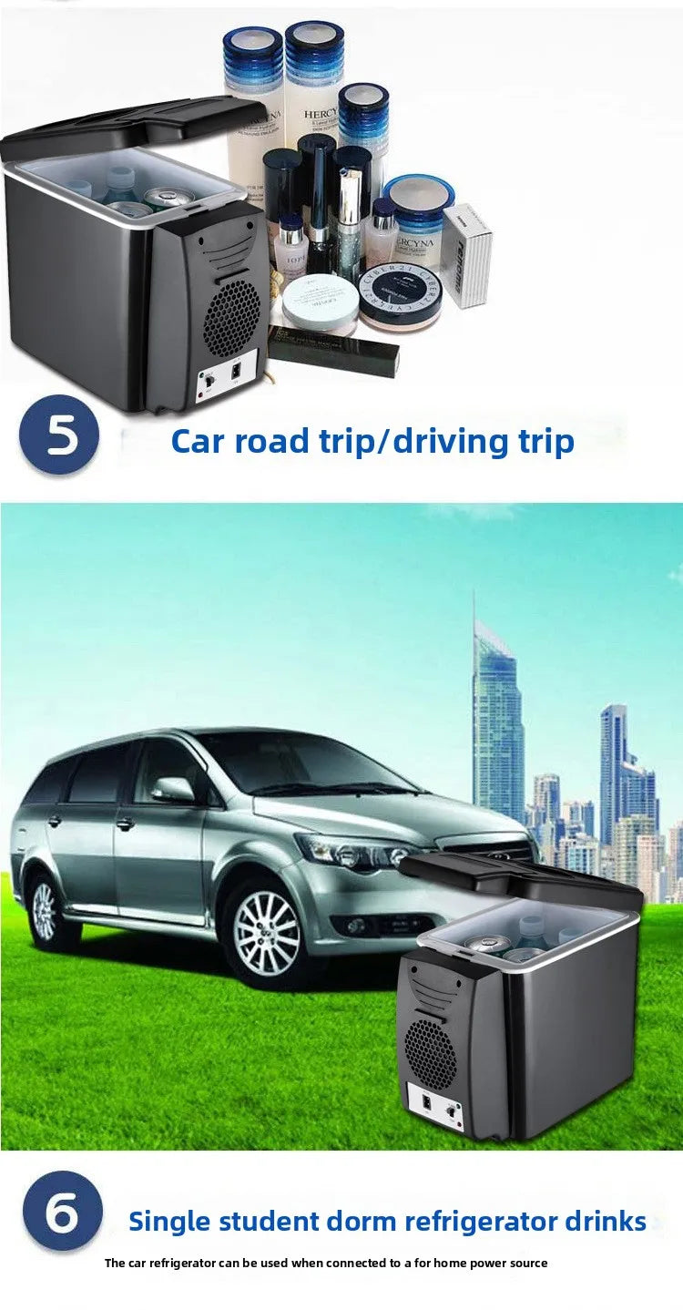 6L Portable Car Refrigerator Semiconductor Cooler Warmer 2in1 Dual Use for Vehicle
