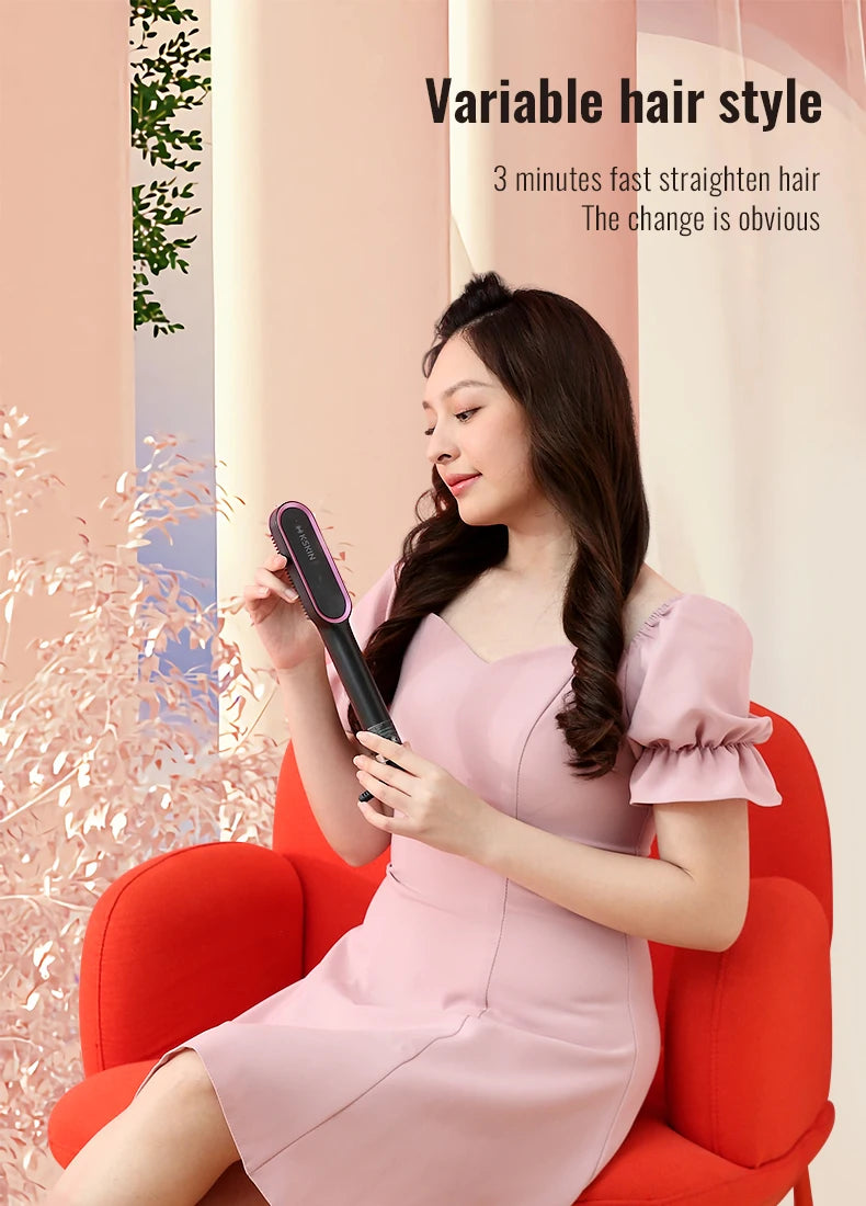 KSKIN Hot Sale Hair Straightener 2 in 1 Brush Multifunctional Professional Hair Flat Iron Hair Comb