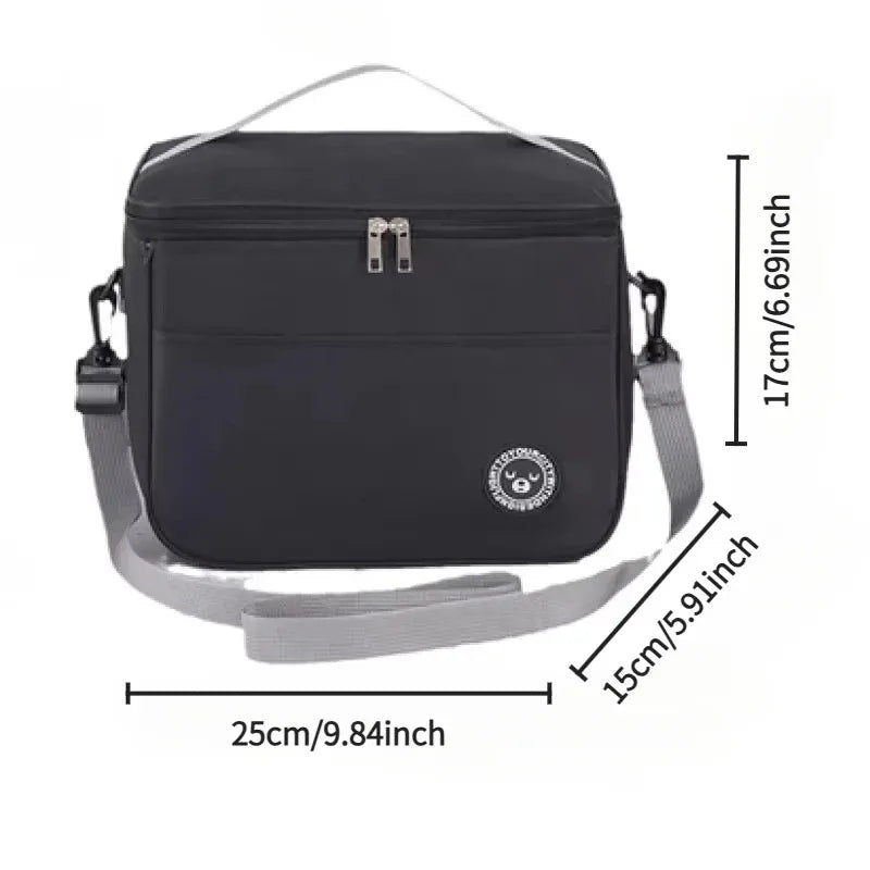 Thick and large capacity waterproof lunch bag, hand-held with shoulder straps, insulated bag, student lunch bag