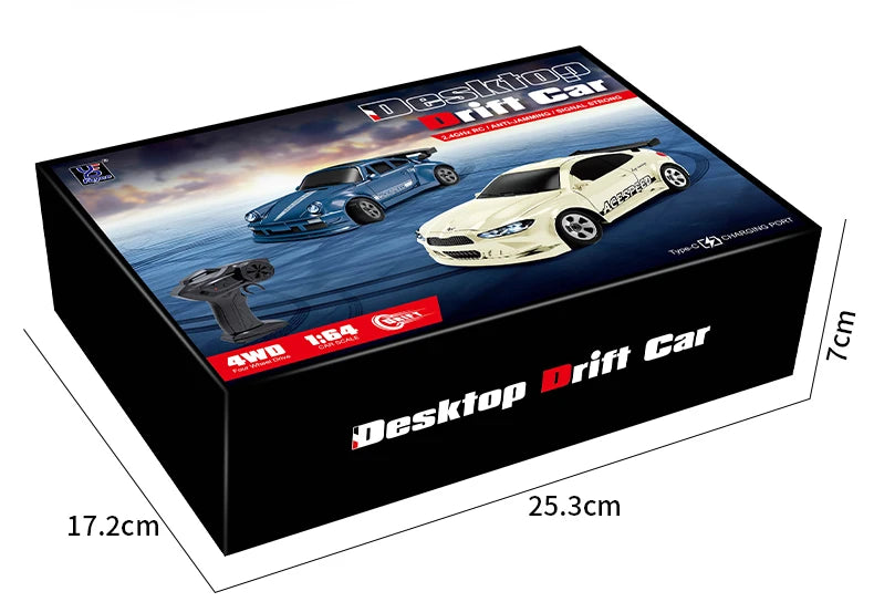 1/64 RC Car Four-Wheel Drive Remote Control Desktop Stunt Car Full Proportions Mini Racing Drift Car Toy Model Boy Gift