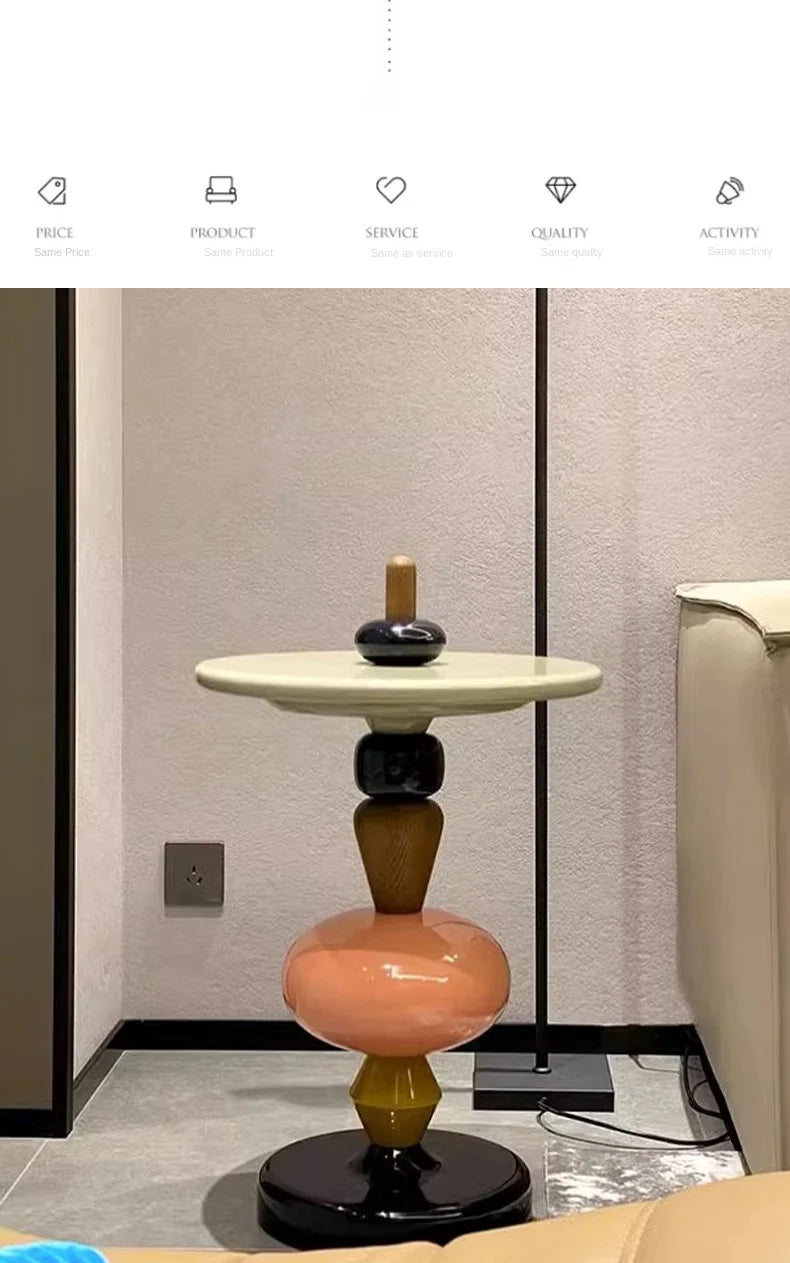 X&D Nordic Creative Solid Wood Baking Varnish Modern Simple Sofa Movable Corner Designer Net Brown Sugar Gourd Small Tea Table