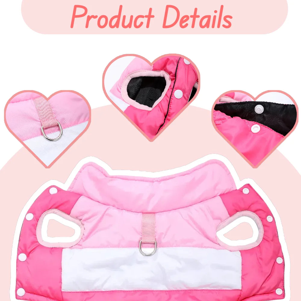 Warm Dog Jacket With Button Winter Pet Clothes for Small Medium Dogs Waterproof Puppy Coat With D-Ring Yorkshire Bulldog Apparel