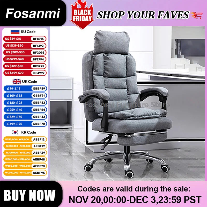 Comfy Fabric Gamer Computer Chair with Removable Soft Cushion Ergonomic Reclining Gaming Chair Adjustable Office Home Desk Chair