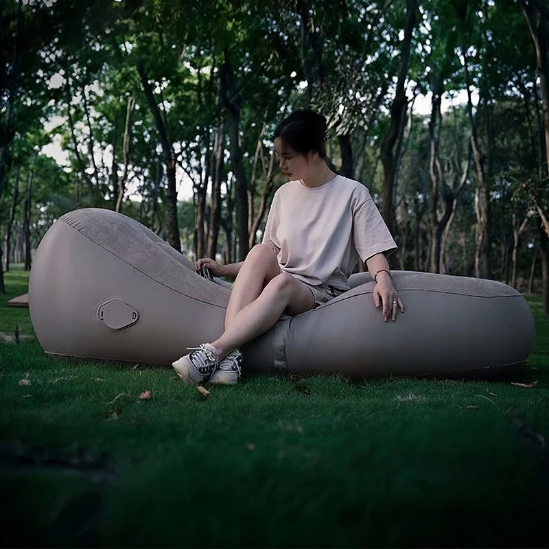 Mountaineering Camping Automatic Inflatable Sofa, Outdoor Sports Folding Portable Lazy Inflatable Chair,Built-In Inflatable Pump