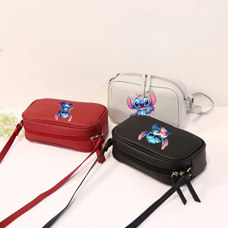 Lilo & Stitch Women Crossbody Zipper Mobile Phone Shoulder Bag Female Handbag Cartoon Multifunction Small Bag Lady Purse Gift