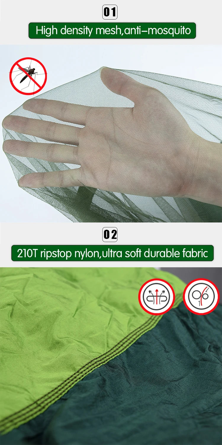 Lightweight Portable Outdoor Camping Hammock with Mosquito Net High Strength Parachute Fabric Hanging Bed Hunting Sleeping Swing