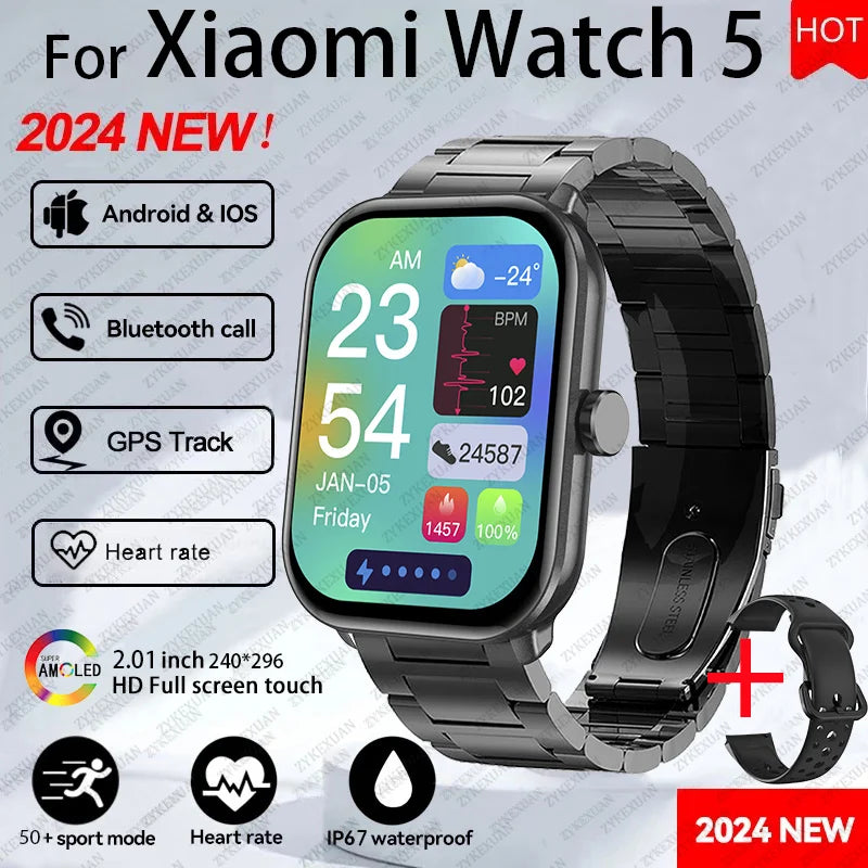 For Xiaomi Watch 5 Global Version Men Women HD AMOLED Display Heart Rate Bluetooth Call GPS Track Waterproof Sports Smart Watch